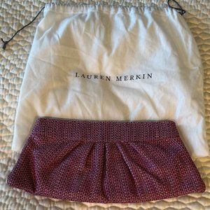 Lauren Merkin Clutch - Pink Pattern (14" x 7") - Comes with Storage Bag